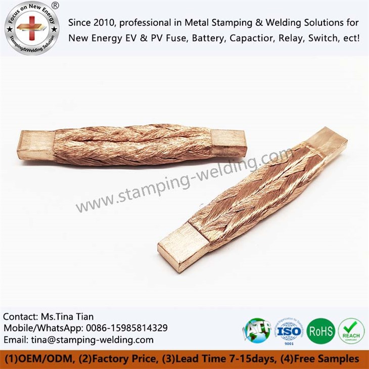 Custom Copper Busbar with Braided Wire